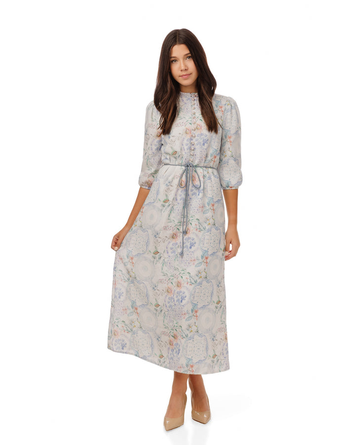 Blue Floral Printed Dress
