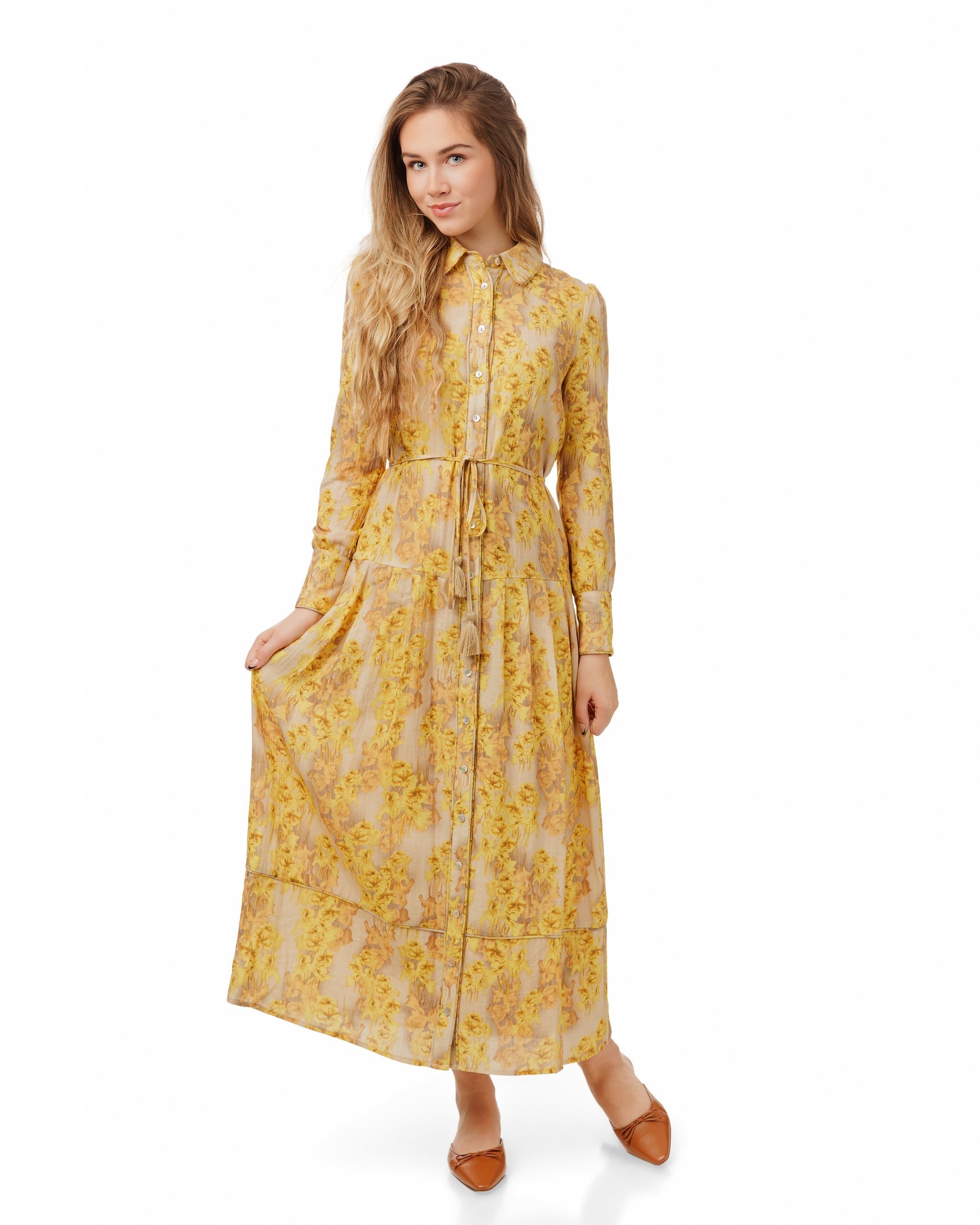 Yellow Abstract Print Dress