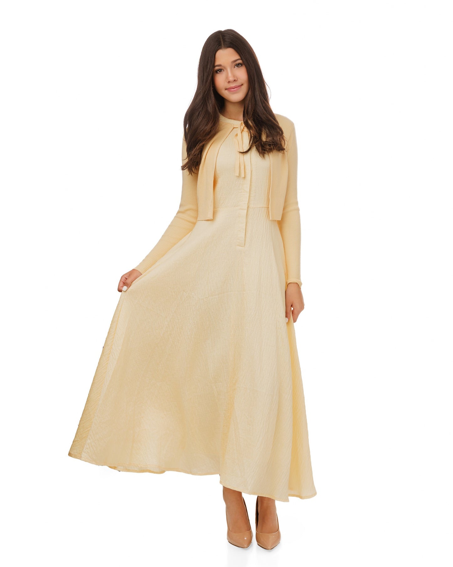 Pale Yellow Overlay Dress