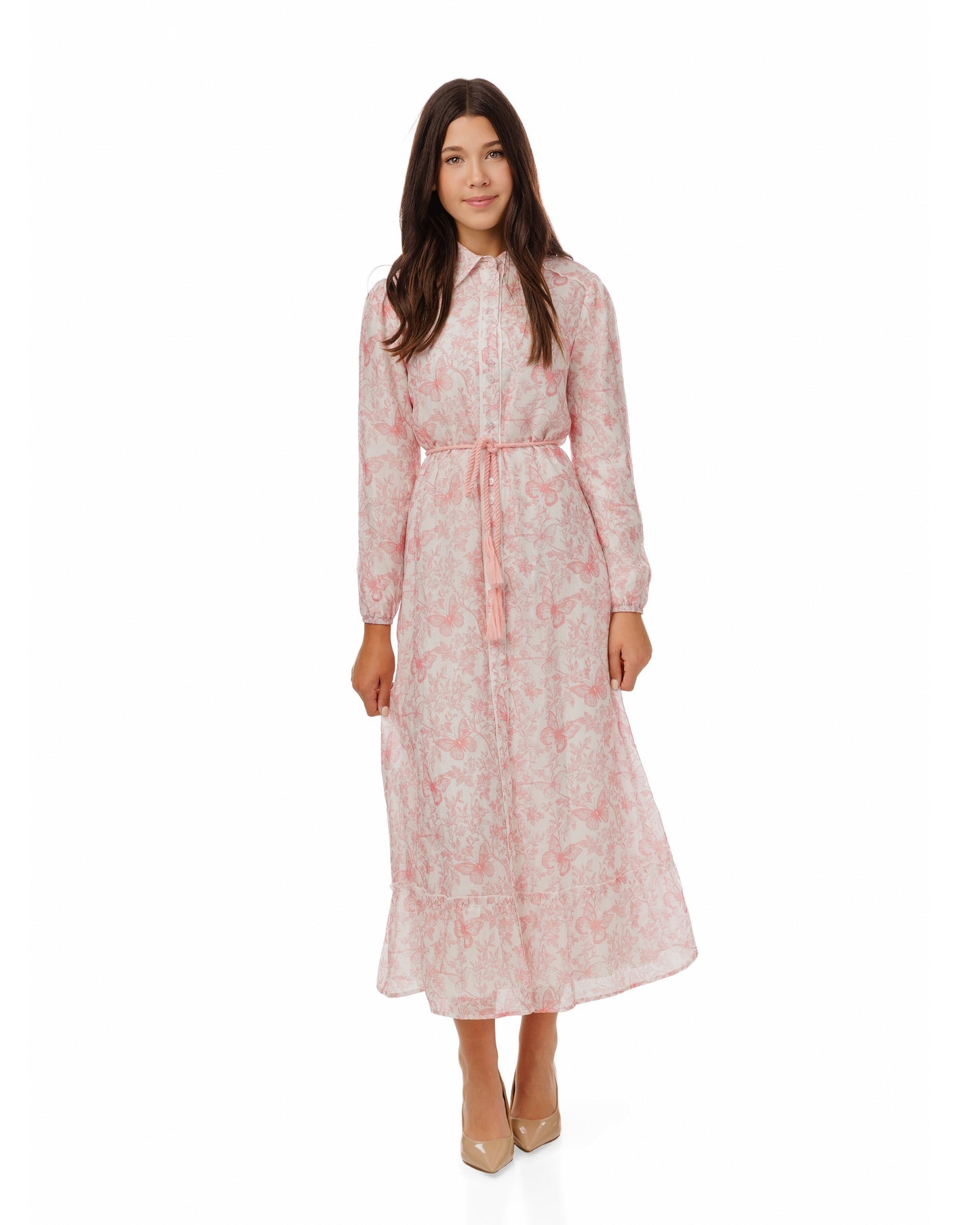 Pink Butterfly Printed Dress