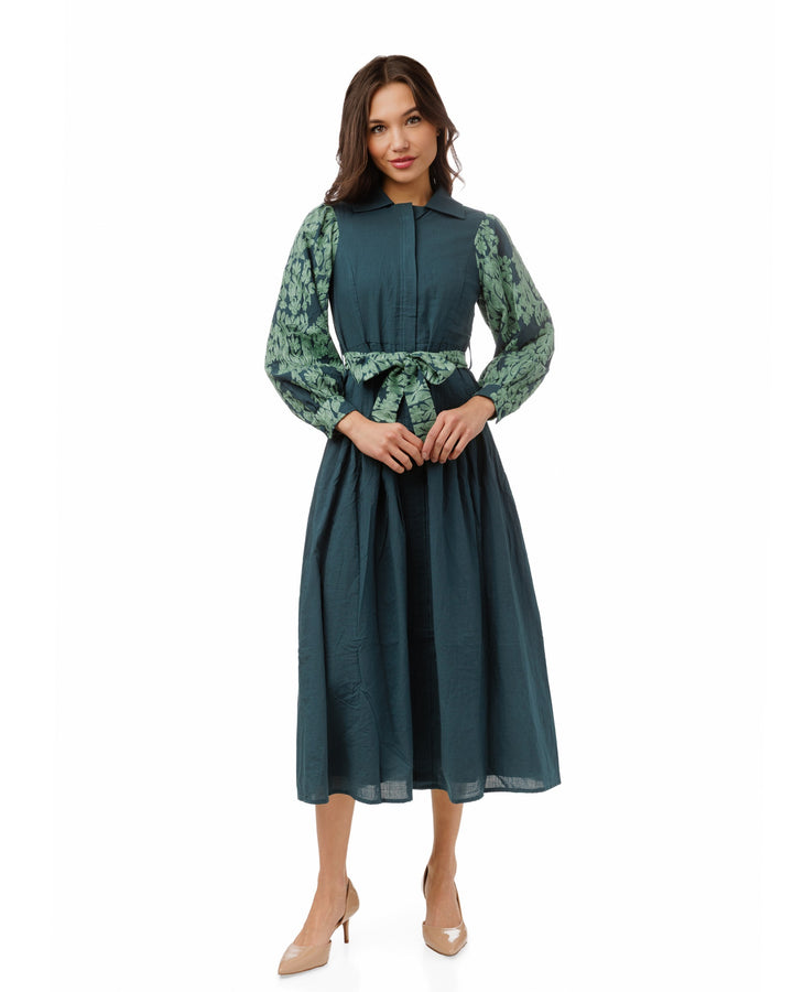 Blue And Green Cotton Dress