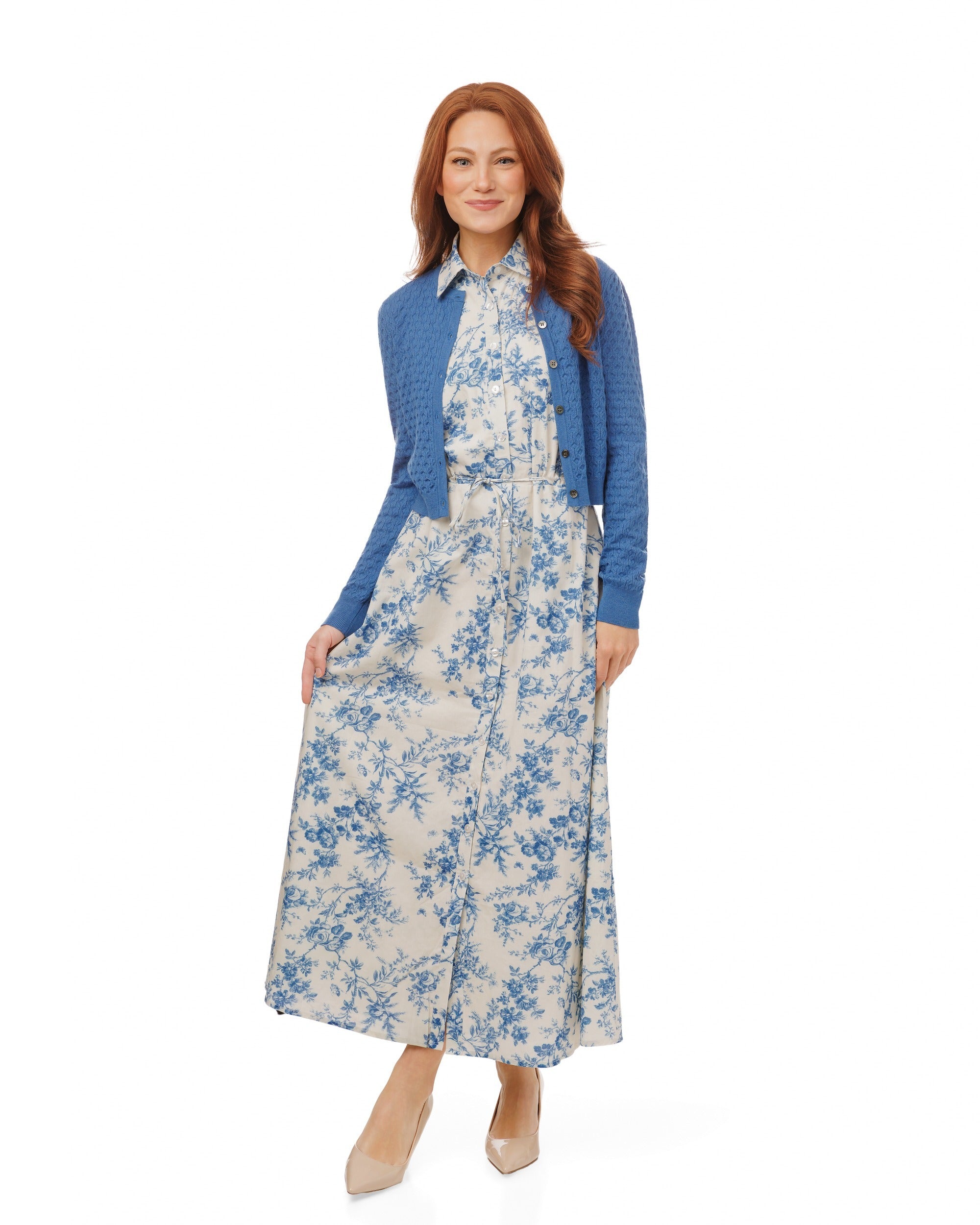 Blue Floral Overlay Dress