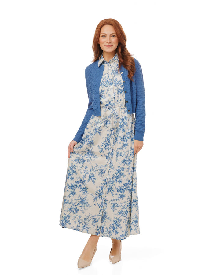 Blue Floral Overlay Dress