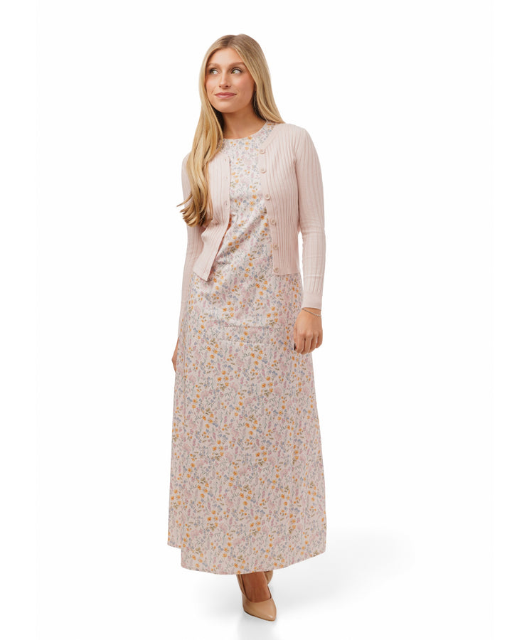 Light Pink Floral Overlay Dress