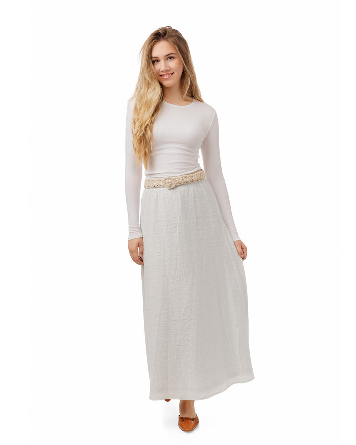Beige Crochet Belt Light Blue Skirt