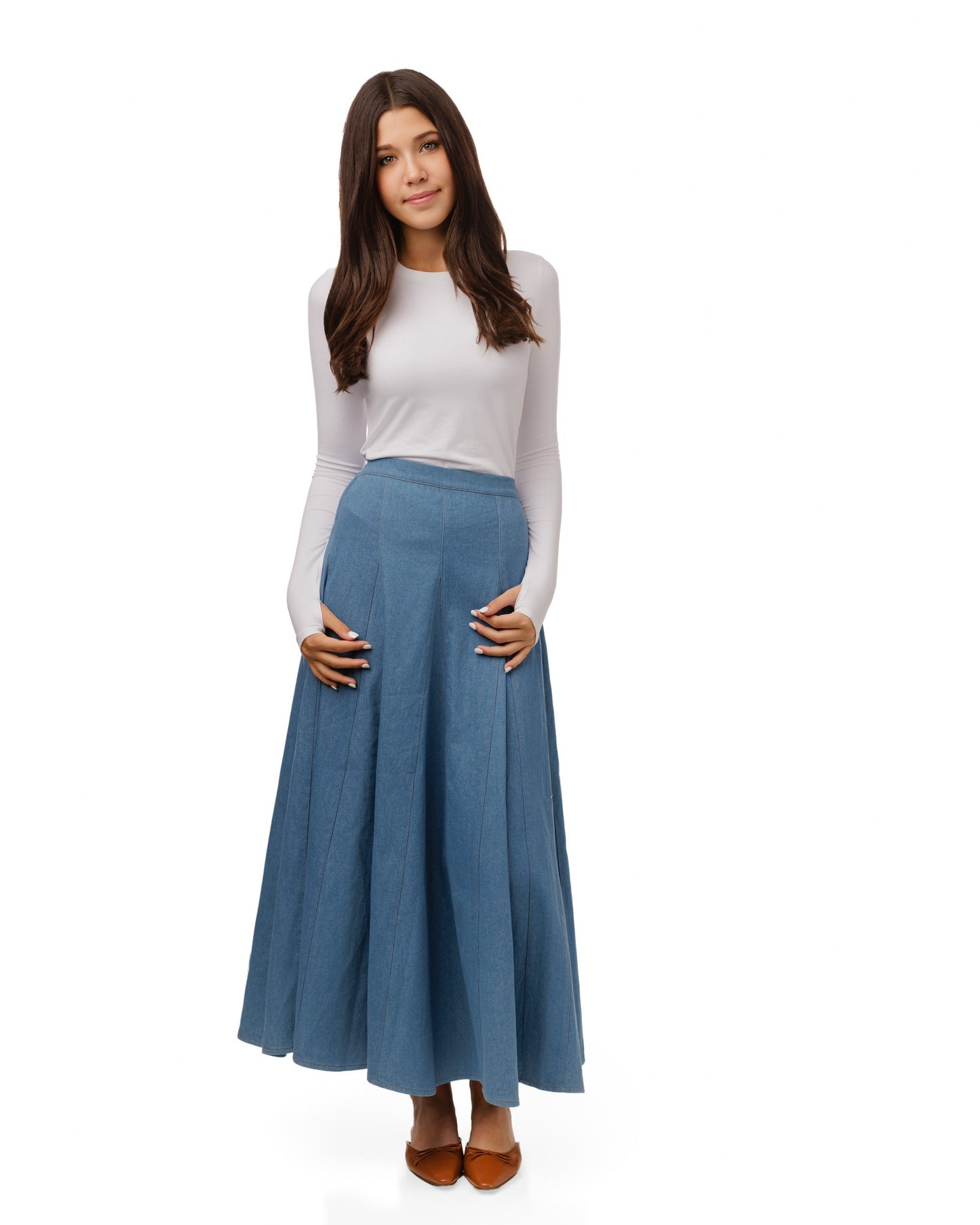 Denim Panel Skirt - Blue