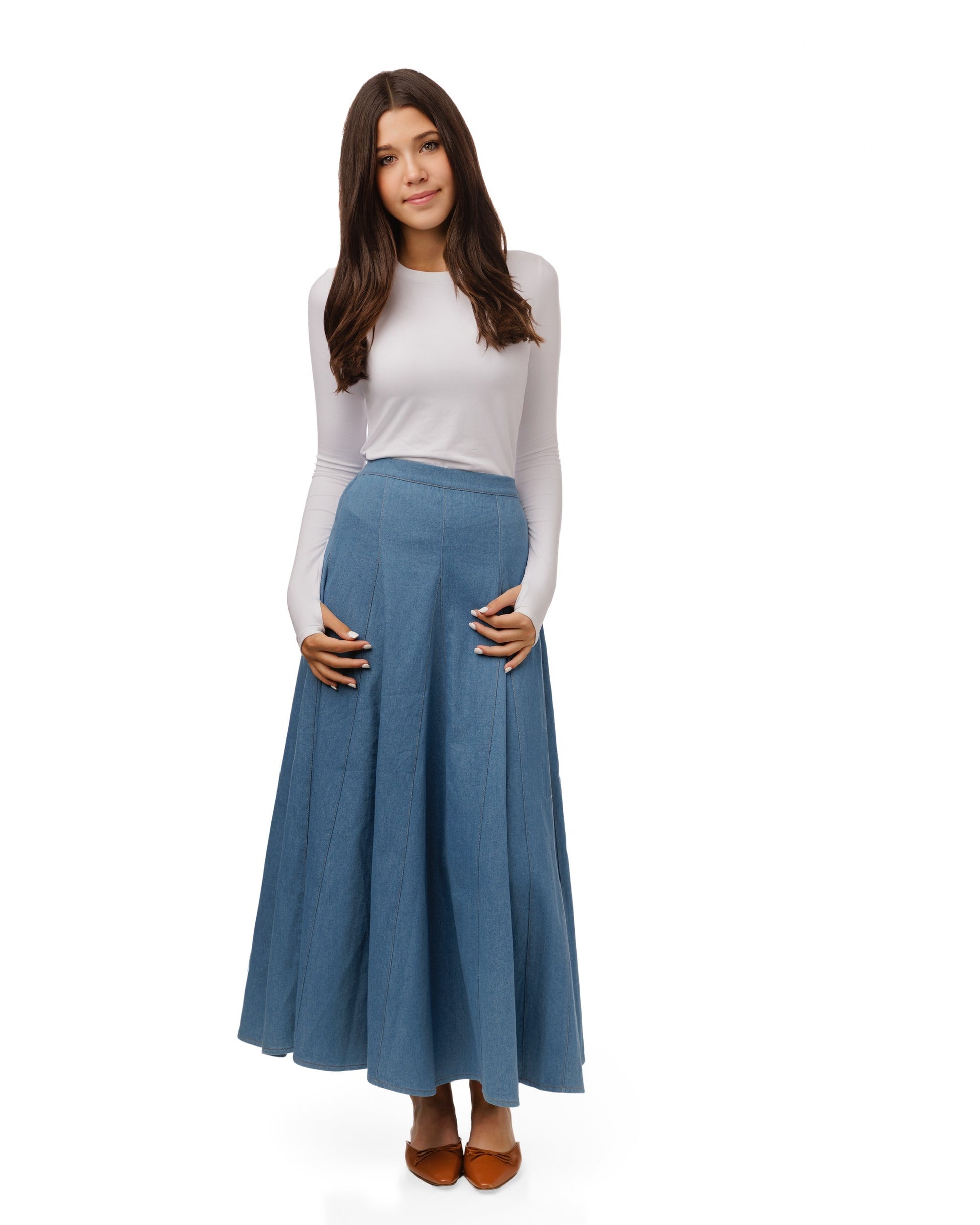 Denim Panel Skirt - Blue
