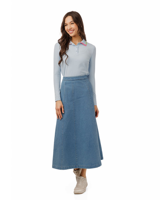 Blue Polo With Multi Color Collar Detail