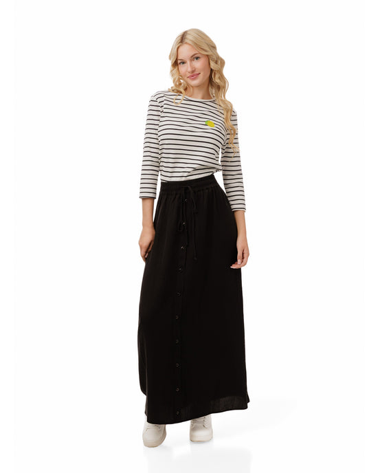 Lemon Embroidery Striped White Top