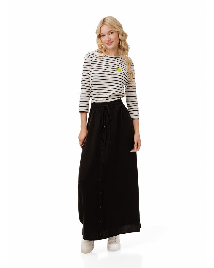 Lemon Embroidery Striped White Top