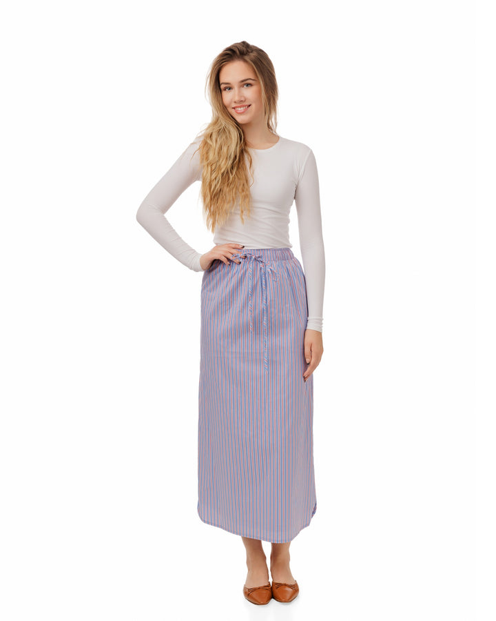Red And Blue Striped Skirt