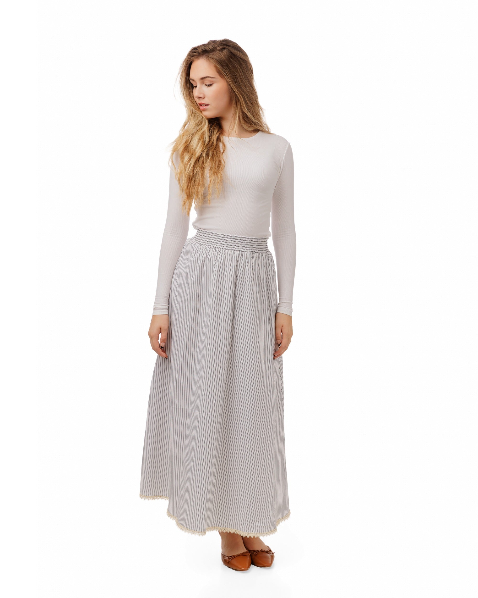 Grey And White Skirt