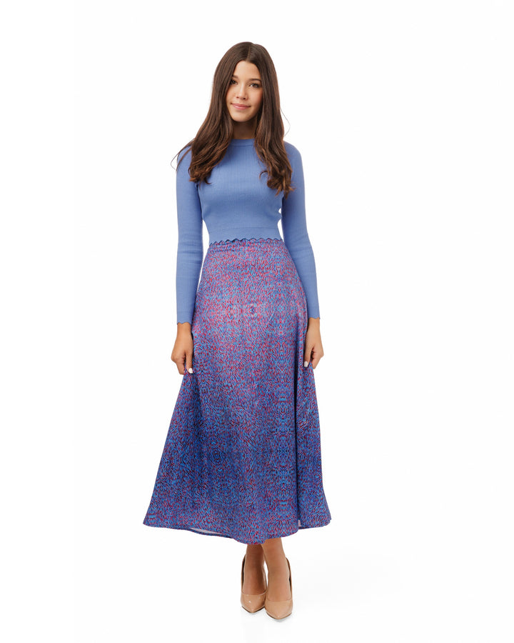 Scalloped Knit Top - Blue