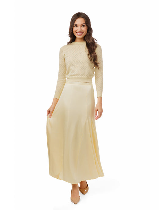 Pale Yellow Satin Skirt