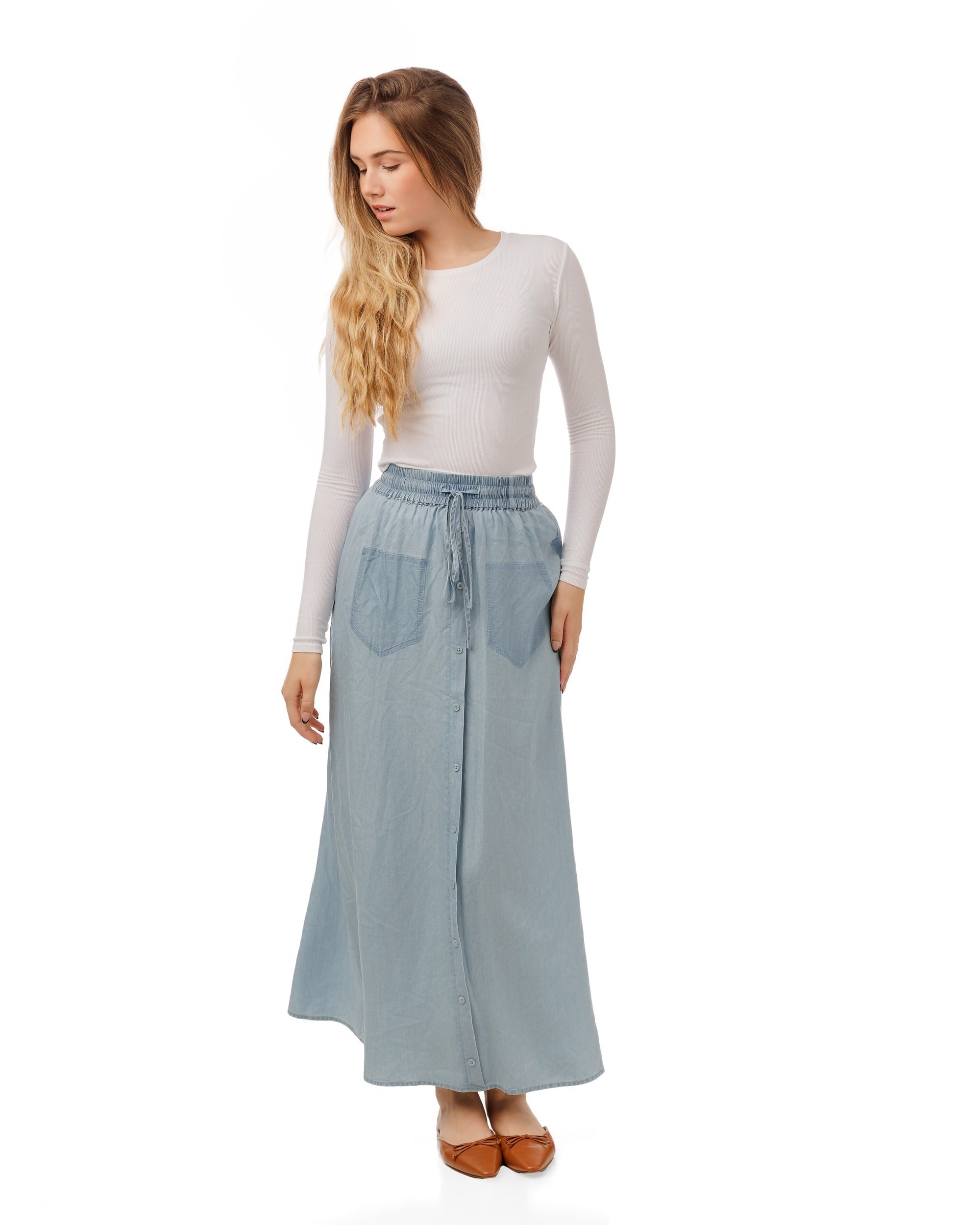 Denim Tencel Skirt
