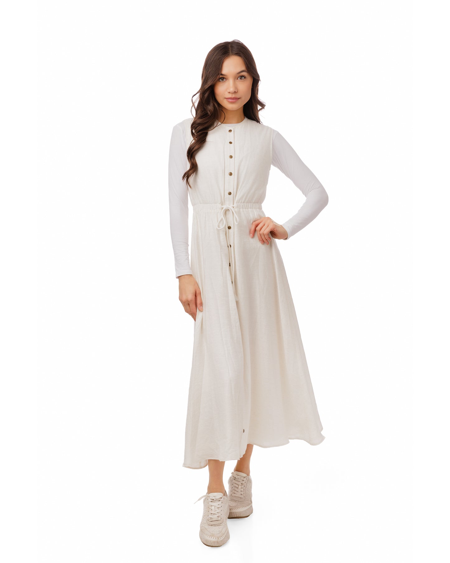 Ivory Linen Drawstring Jumper