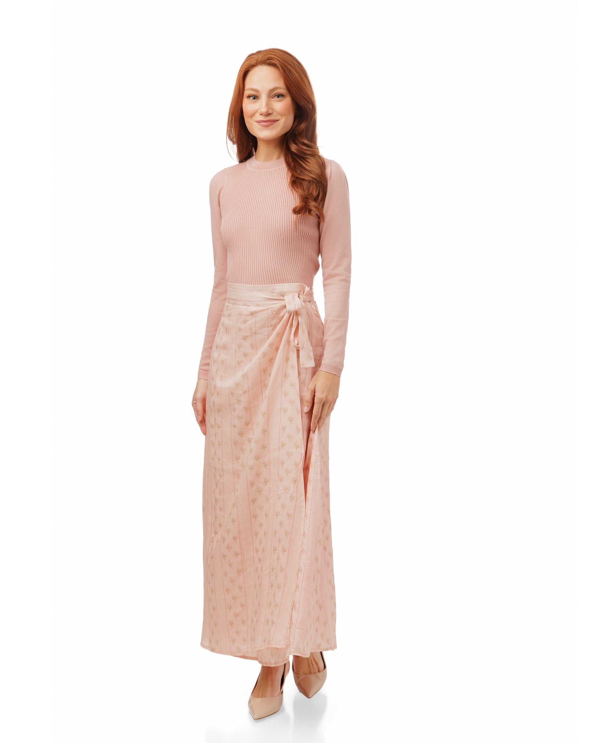 Light Pink Ribbed Knit Top