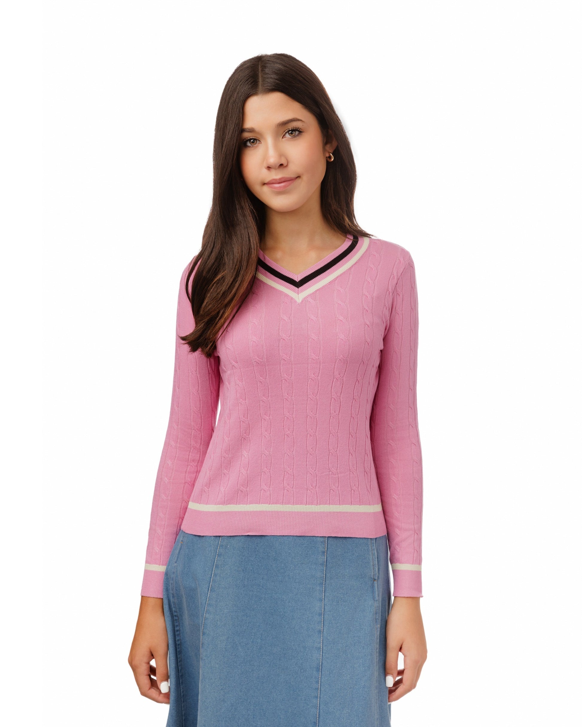 Pink Cable Knit Top