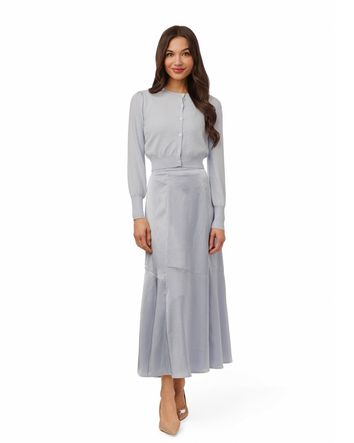 Pale Light Blue Button-Up Cardigan