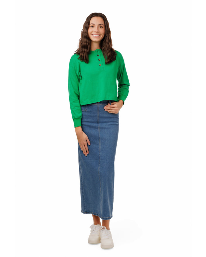 Basic Placket Dolman - Kelly Green