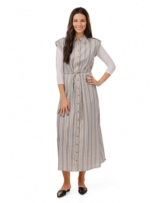 Navy And Sage Striped Jumper