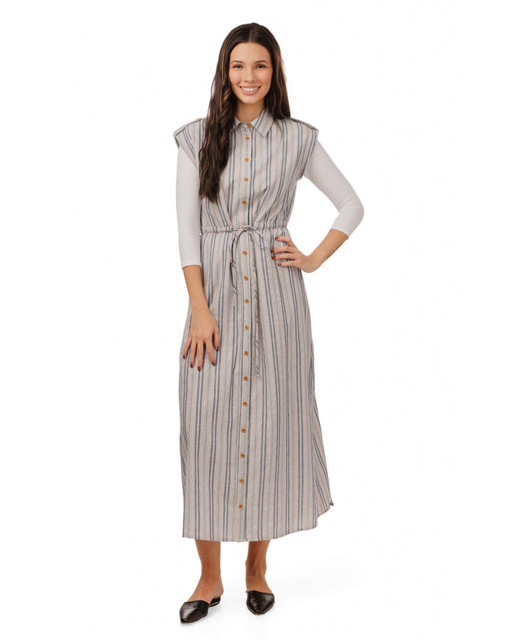 Navy And Sage Striped Jumper
