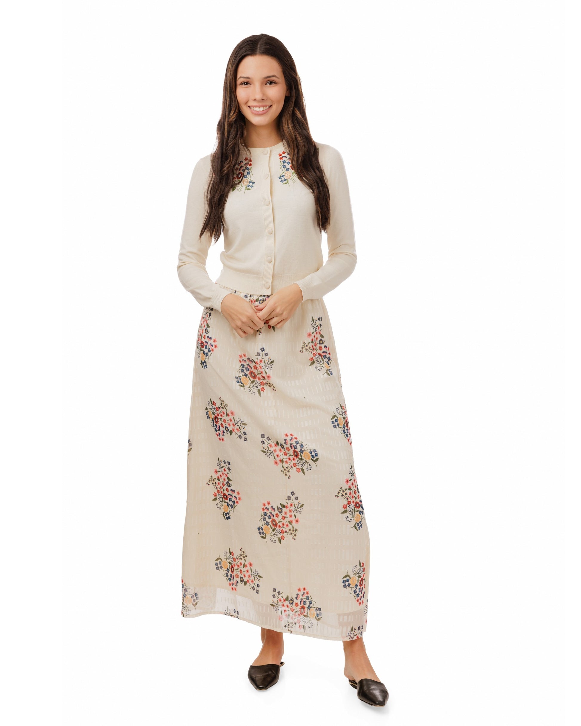 Cream Skirt With Floral Print