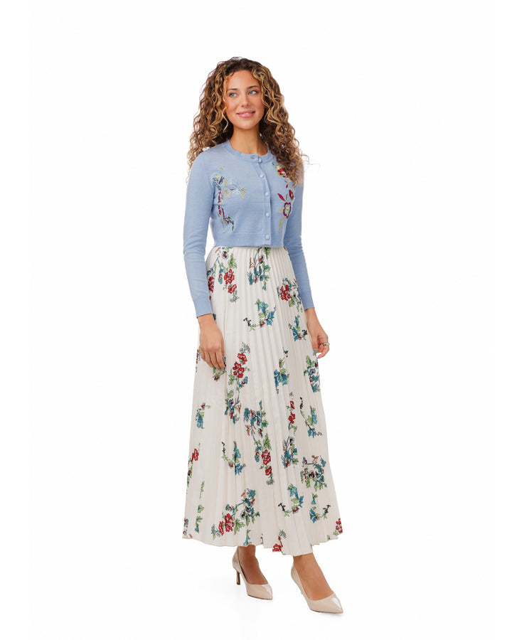 Printed Floral Pleated Skirt
