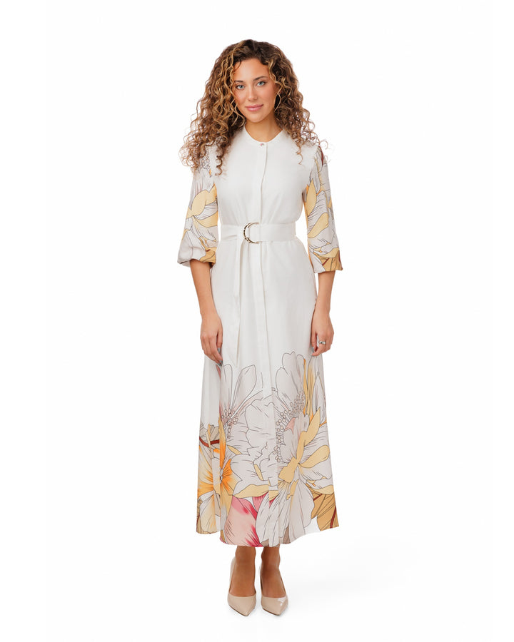 White Dress With Floral Print