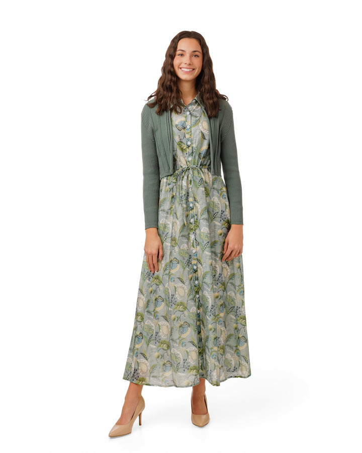 Green Floral Overlay Dress