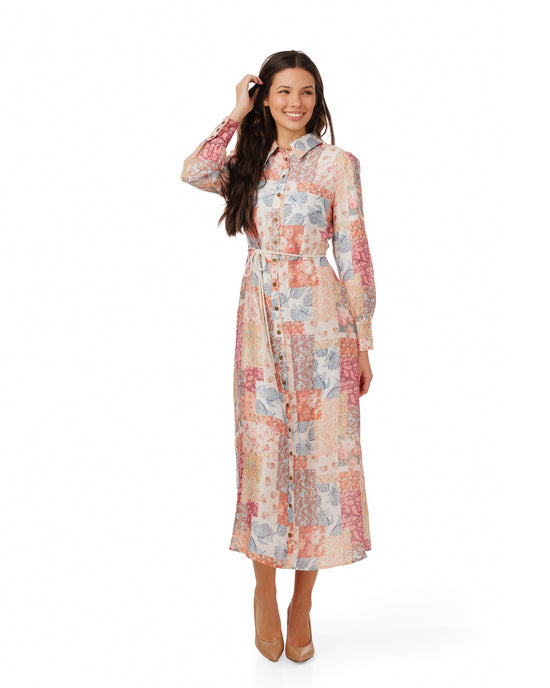 Floral Patchwork Printed Dress