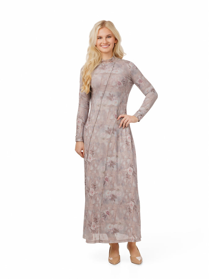 Lavender Mesh Dress With Braided Belt
