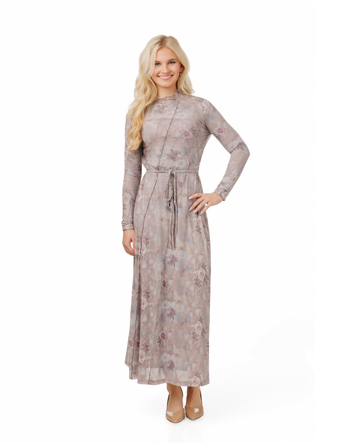 Lavender Mesh Dress With Braided Belt