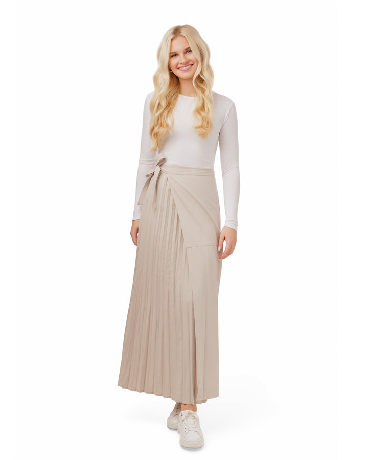 Tan Half Pleated Skirt