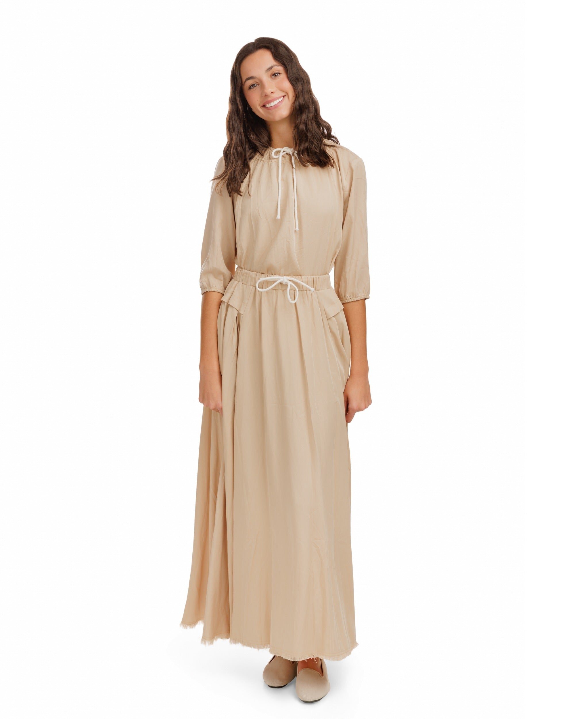 Drawstring Waistband Skirt- Parchment