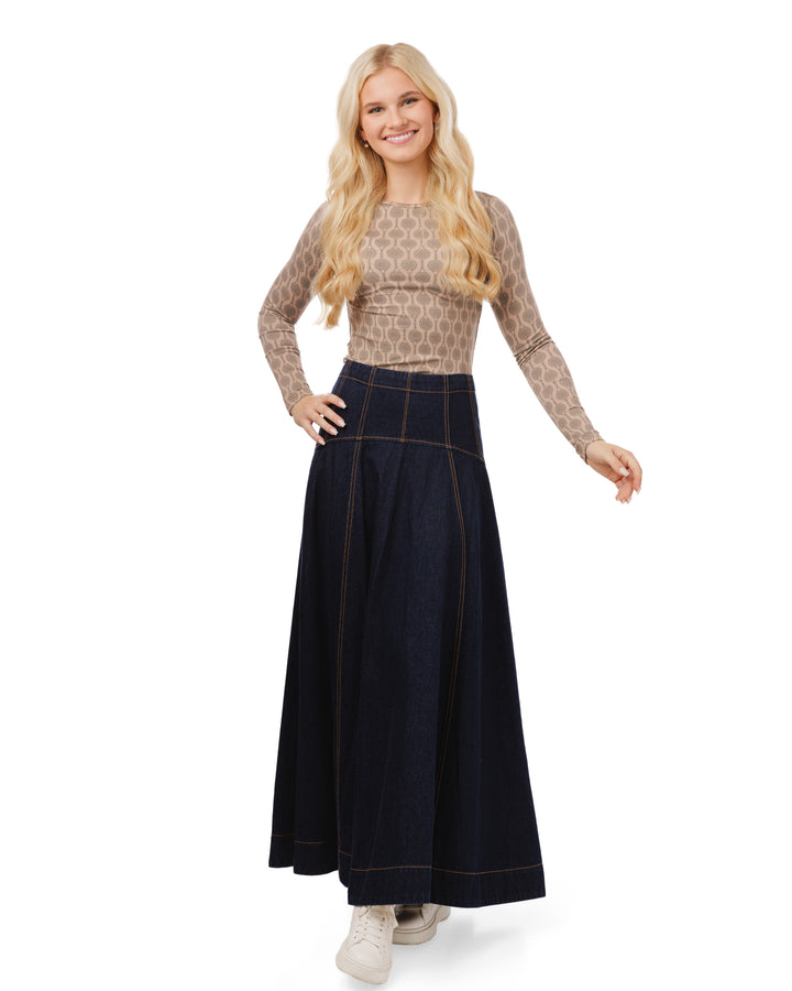 Aline Circle Skirt- Denim - Dark Blue