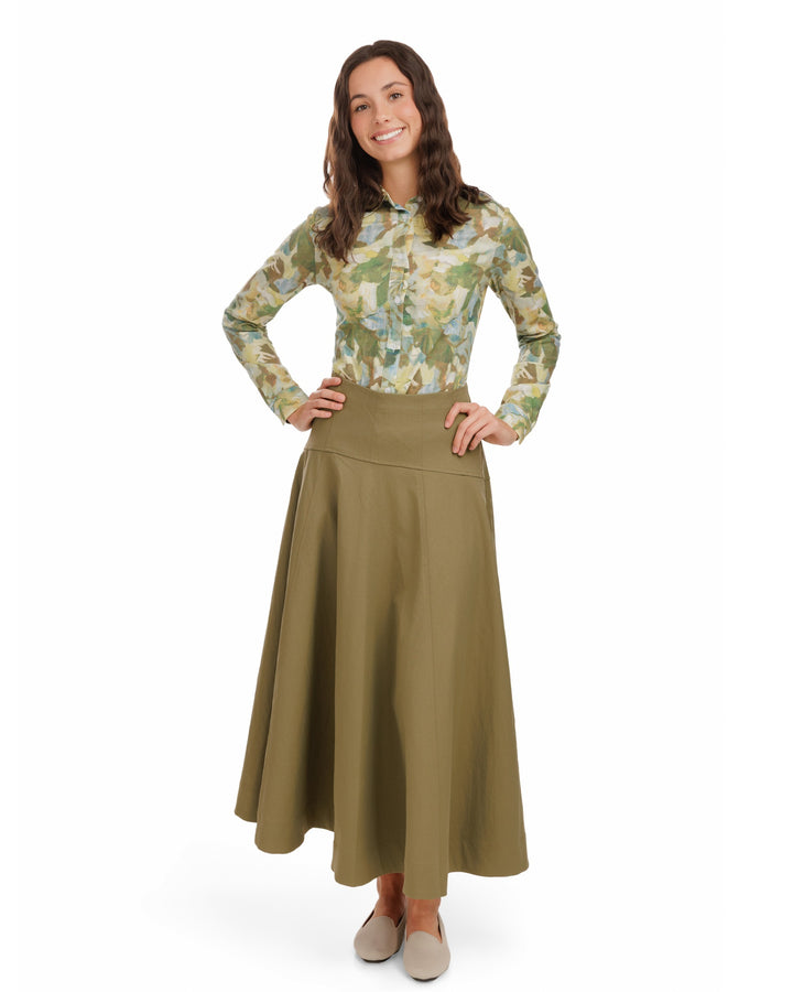 Aline Circle Skirt - Green Moss