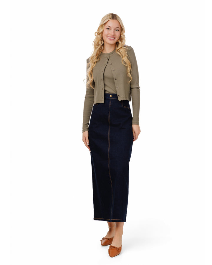 Cropped Ribbed Twin Set- Green Moss
