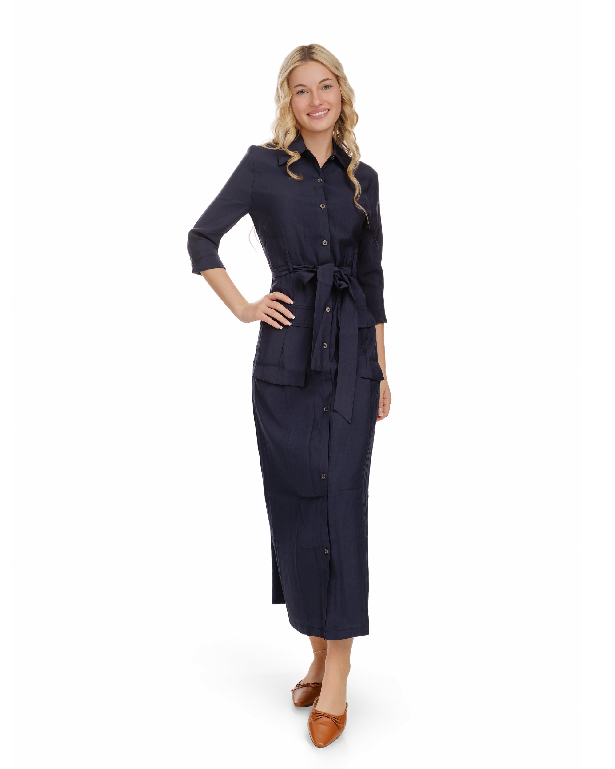 Cargo Linen Dress - Midnight