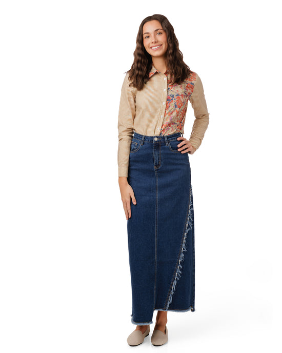 Pinstripe Floral Blouse