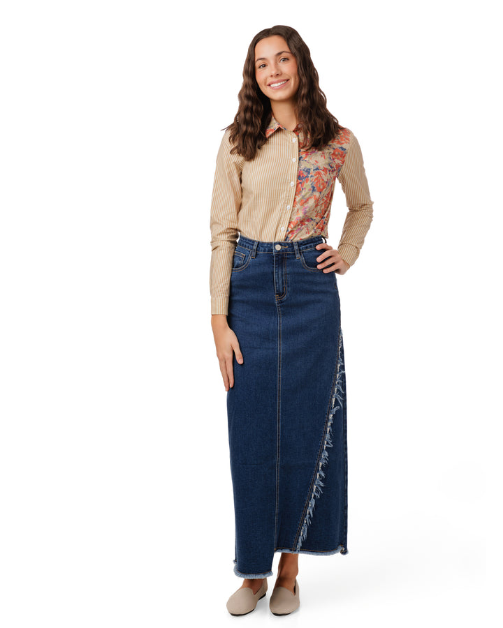 Pinstripe Floral Blouse