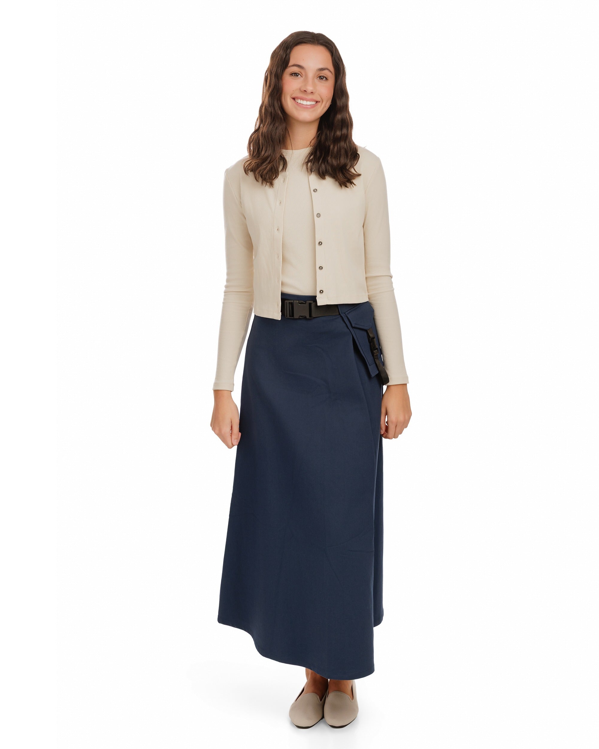 Aline Buckle Skirt- Navy
