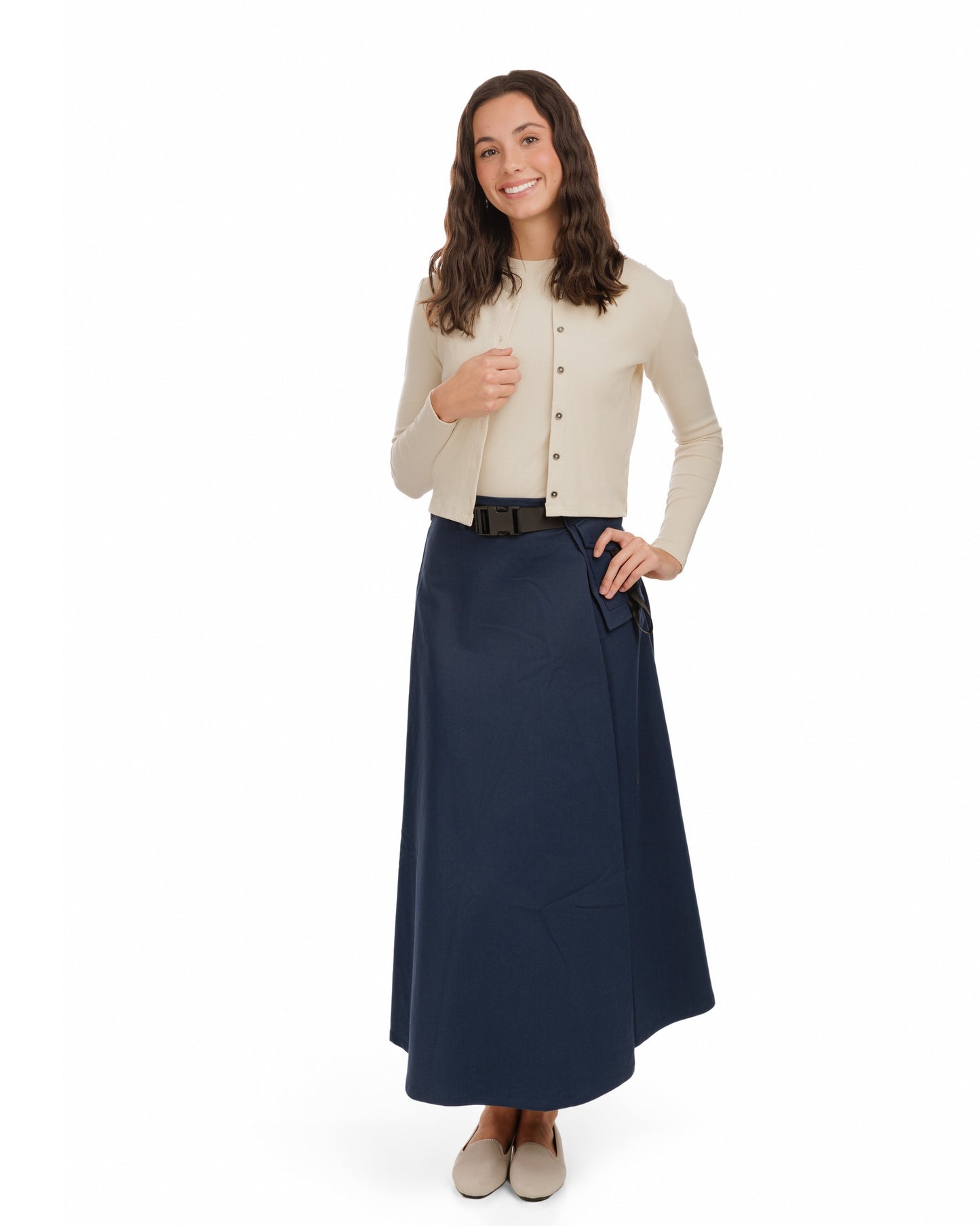 Aline Buckle Skirt- Navy