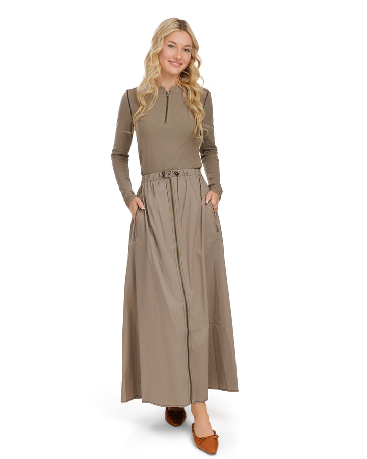 Middle Zipper Skirt- Greystone