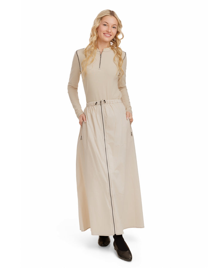 Middle Zipper Skirt- Parchment