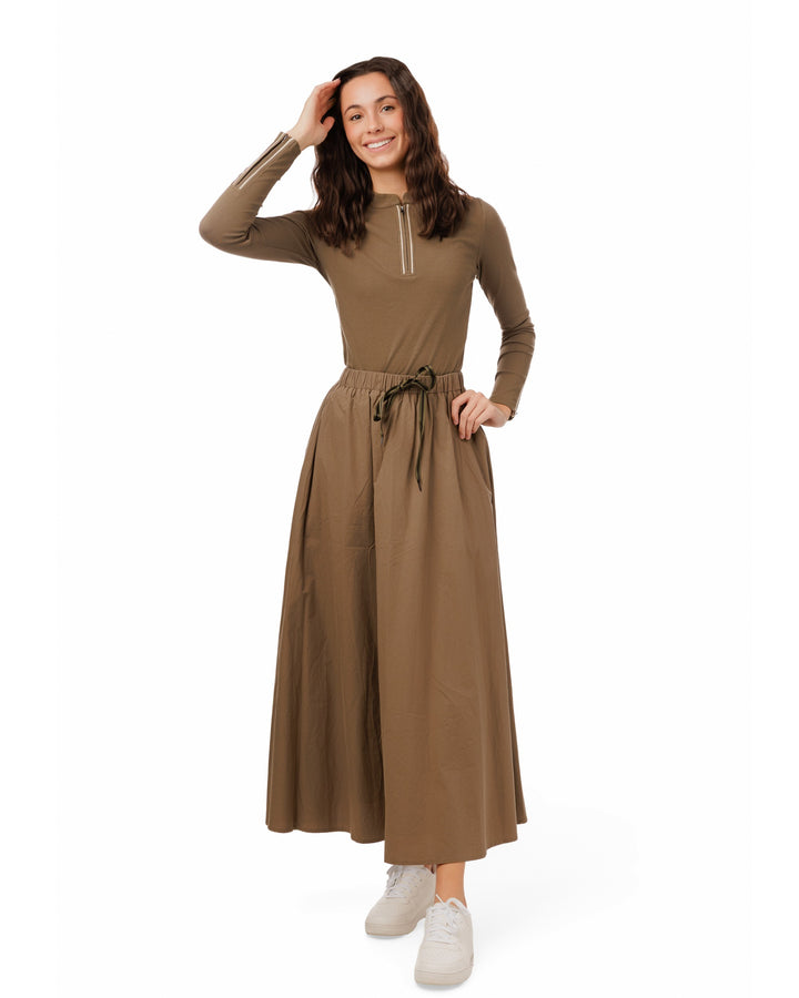 Drawstring Shoelace Skirt- Green Moss