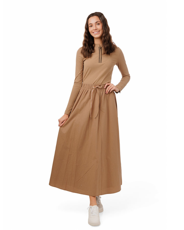 Solid Drawstring Skirt - Fawn