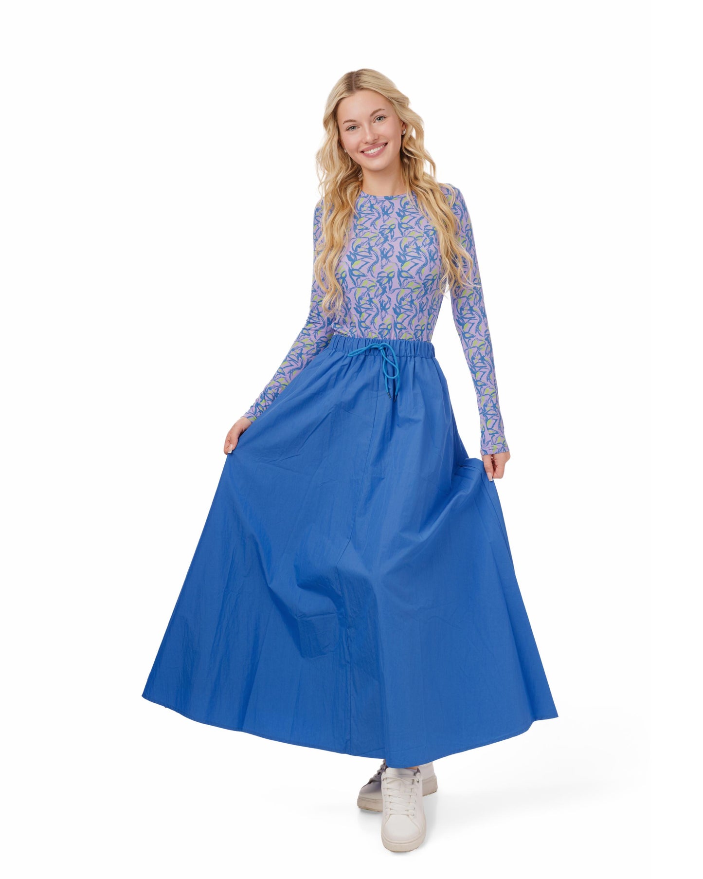 Drawstring Circle Skirt - Royal Blue