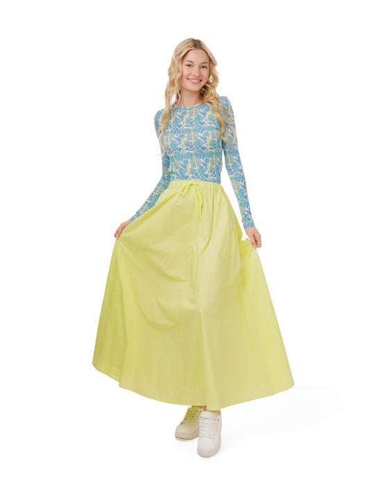 Drawstring Circle Skirt - Lime