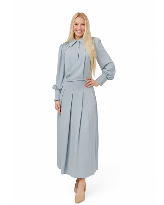 Blouse With Gold Buttons And Detailed Shoulders - Blue
